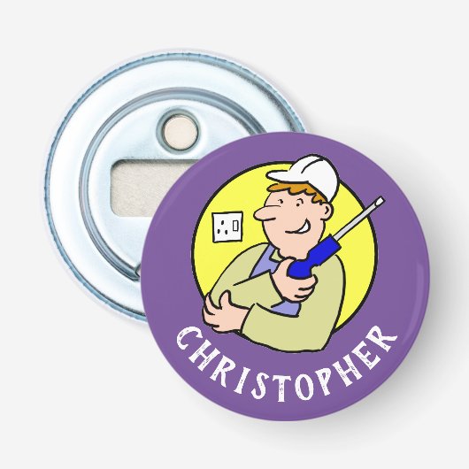 Electrical Worker Image with Name. Elektriker Flaschenöffner (Vorderseite)