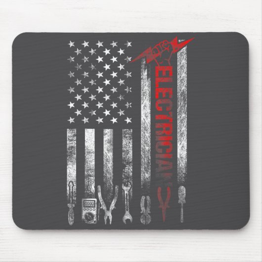 Electrician American Flag Funny Electricians Tools Mousepad (Vorne)