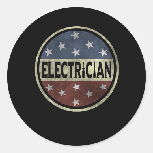 Electrician American Flag Vintage Retro Lineman Runder Aufkleber (Vorderseite)