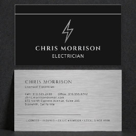 Electrician Black Silver Metallic Contractor Visitenkarte