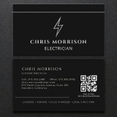 Electrician Black & Silver Professional QR Code Visitenkarte