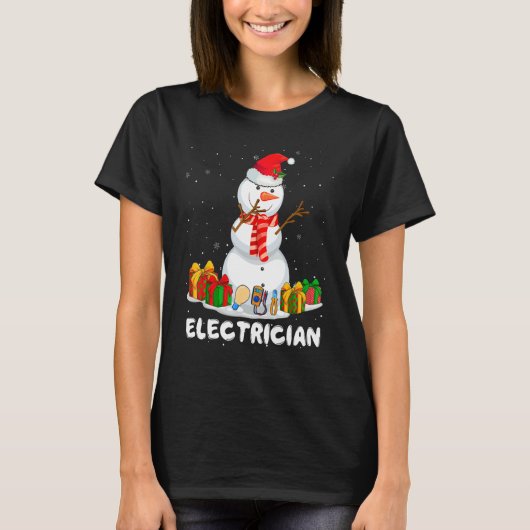 Electrician Christmas Funny Snowman Xmas Holiday P T-Shirt (Vorderseite)