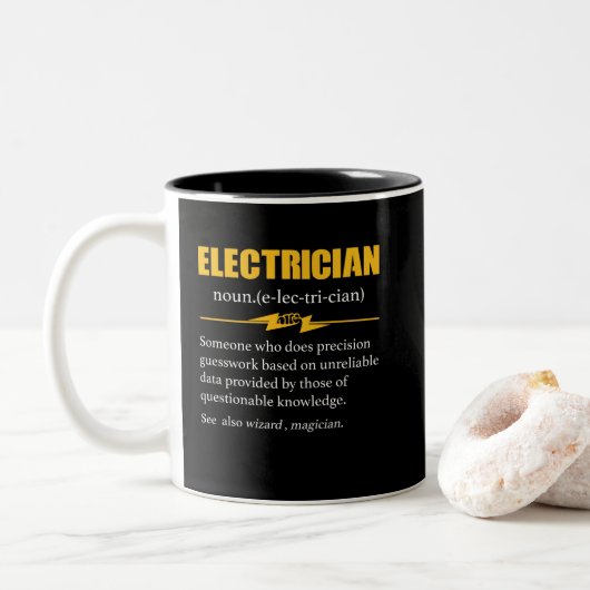 Electrician Definition Electrical Engineer Meaning Zweifarbige Tasse (Mit Donut)