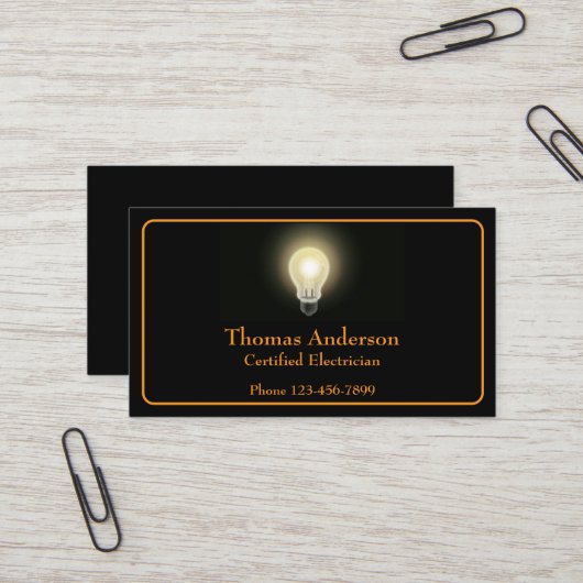 Electrician Electric Company Business Card Visitenkarte (Vorderseite/Rückseite Beispiel)