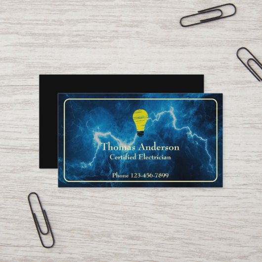 Electrician Electric Company Business Card Visitenkarte (Vorderseite/Rückseite Beispiel)