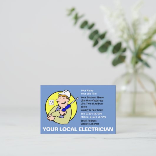 Electrician Electrical Business Card Visitenkarte (Stehend Vorderseite)