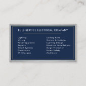 Electrician Electrical Contractor Metal Navy Blue Visitenkarte (Rückseite)