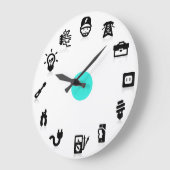 Electrician Electrical Work Icons Wall Clock Große Wanduhr (Winkel)
