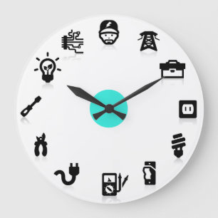 Electrician Electrical Work Icons Wall Clock Große Wanduhr