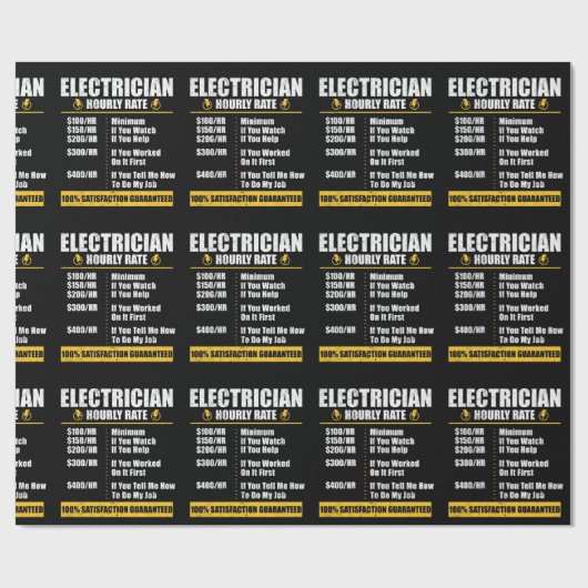 Electrician Hourly Rate Funny Lineman Dad Retro Geschenkpapier (Flach)