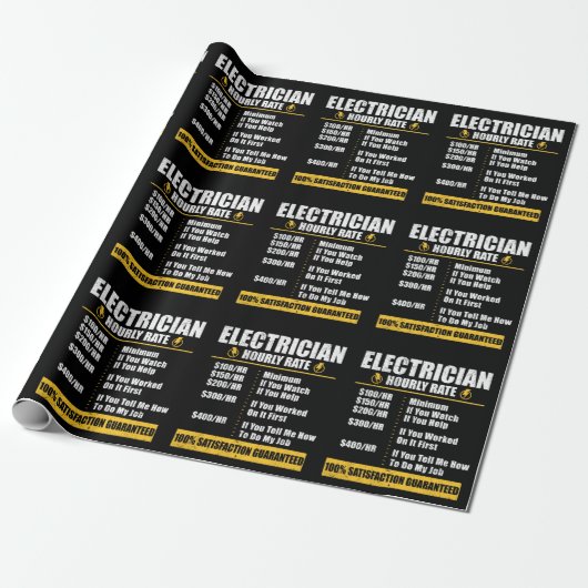 Electrician Hourly Rate Funny Lineman Dad Retro Geschenkpapier (Ungerollt)