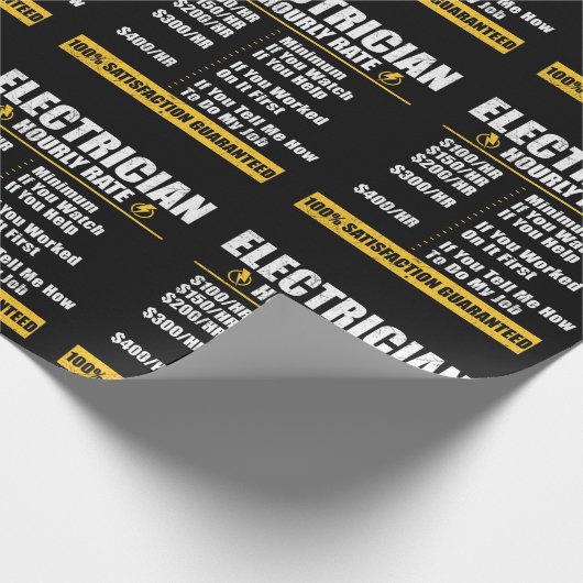 Electrician Hourly Rate Funny Lineman Dad Retro Geschenkpapier (Ecke)