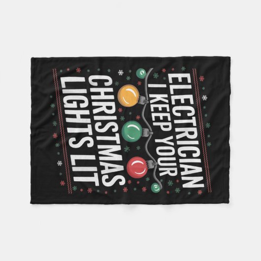 Electrician I Keep Yours Christmas Lights Lit Elec Fleecedecke (Vorderseite (Horizontal))