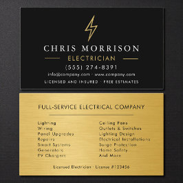 Electrician Metal Black Gold Handyman Contractor Visitenkarte