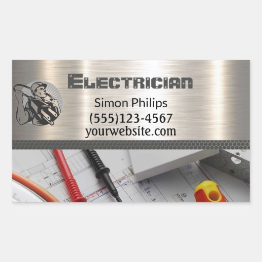 Electrician Metal Handyman Business Card Rechteckiger Aufkleber (Vorderseite)