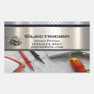 Electrician Metal Handyman Business Card Rechteckiger Aufkleber