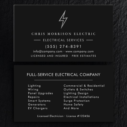 Electrician – Modern Electric Company Visitenkarte