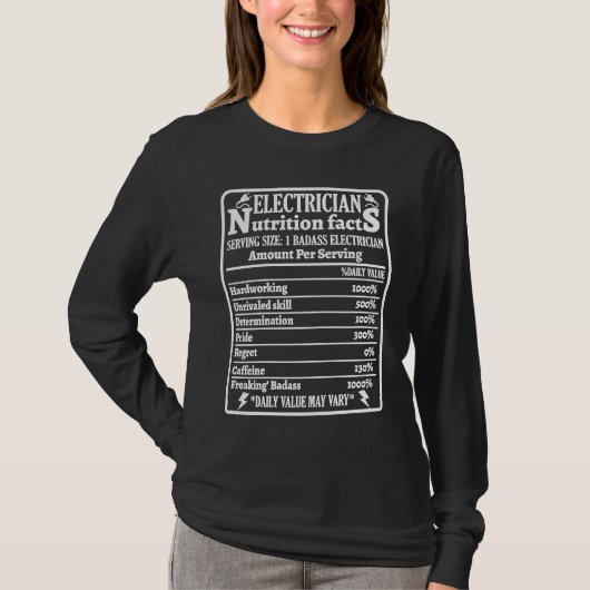 Electrician Nutrition Facts Voltage Lineman Circui T-Shirt (Vorderseite)