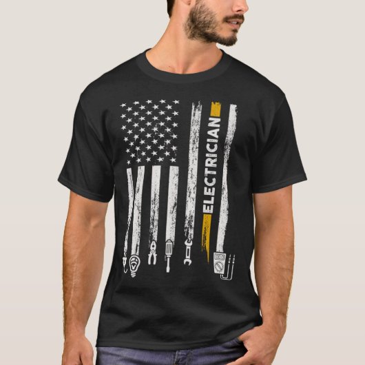 Electrician US Flag Electricians Tools Lineman Fat T-Shirt (Vorderseite)