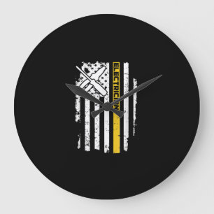 Electrician USA Flag American Electrical Gift Große Wanduhr