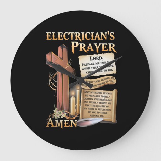 Electrician's prayer Amen Große Wanduhr (Vorderseite)