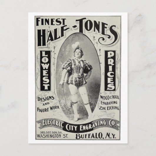 "Electricity City Graving Advertisement" Postkarte (Vorderseite)