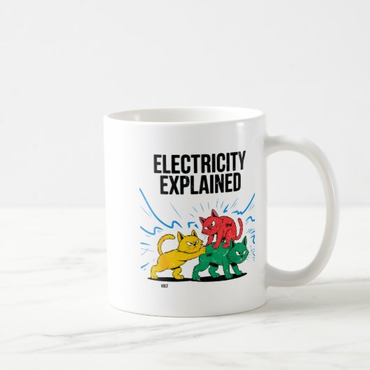 Electricity Explained Funny Cat Physics Humor Scie Kaffeetasse (Rechts)
