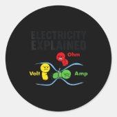 Electricity Explained Funny Geeky Physics Humor Sc Runder Aufkleber (Vorderseite)
