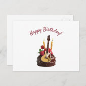 Electro Guitar Chocolate Strawberry Birthday Cake Postkarte (Vorne/Hinten)