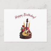 Electro Guitar Chocolate Strawberry Birthday Cake Postkarte (Vorderseite)