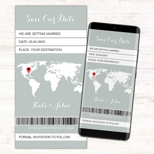 Electronic Boarding Pass Zielort Grün Save The Date