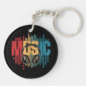 Electronic Music Lover DJ Vintag Headphones Schlüsselanhänger (Rückseite)