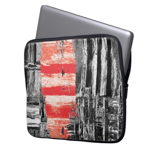 Electronics Bag – Red Pulse Abstract Design Laptopschutzhülle (Vorderseite Links)