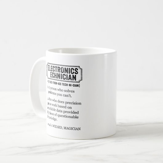 Electronics Technician Funny Definition Kaffeetasse (Vorderseite Links)