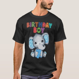 Elefant 7. Geburtstag Junge Kinder 7 Jahre alter E T-Shirt