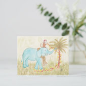 Elefant & Affe Stricken Weihnachtsleuchten Postkarte (Stehend Vorderseite)