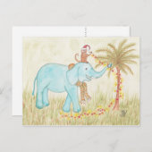 Elefant & Affe Stricken Weihnachtsleuchten Postkarte (Vorne/Hinten)
