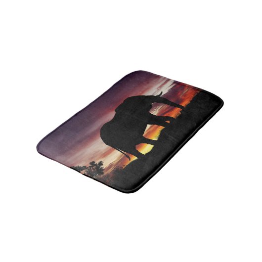 Elefant-Afrika-Safari-Sonnenuntergang-Landschaft Badematte (Schrägansicht)