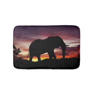 Elefant-Afrika-Safari-Sonnenuntergang-Landschaft Badematte