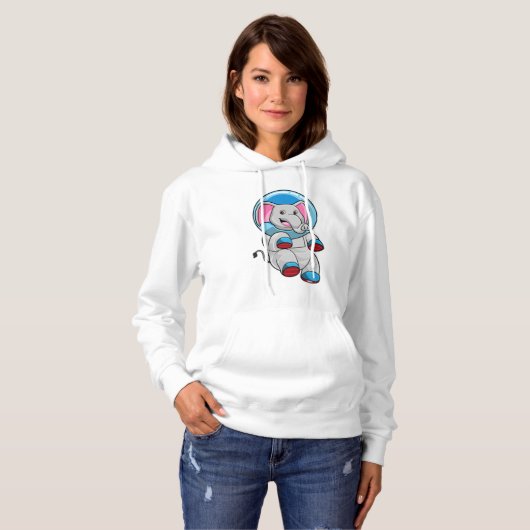 Elefant als Astronaut in der Glashsphäre Hoodie (Vorne ganz)