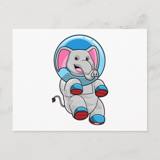 Elefant als Astronaut in der Glashsphäre Postkarte (Vorderseite)