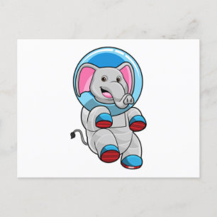 Elefant als Astronaut in Glaskugel Postkarte