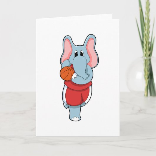 Elefant als Basketballspieler mit Basketball Karte (Vorderseite)