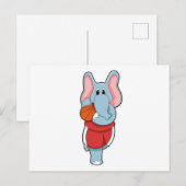 Elefant als Basketballspieler mit Basketball Postkarte (Vorne/Hinten)