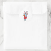 Elefant als Basketballspieler mit Basketball Runder Aufkleber (Tasche)