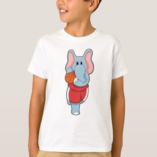 Elefant als Basketballspieler mit Basketball T-Shirt (Vorderseite)