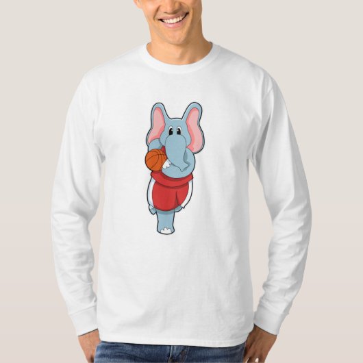 Elefant als Basketballspieler mit Basketball T-Shirt (Vorderseite)