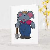 Elefant als Bauer mit Shovel Karte (Gelbe Blume)
