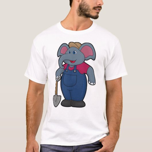 Elefant als Bauer mit Shovel T-Shirt (Vorderseite)