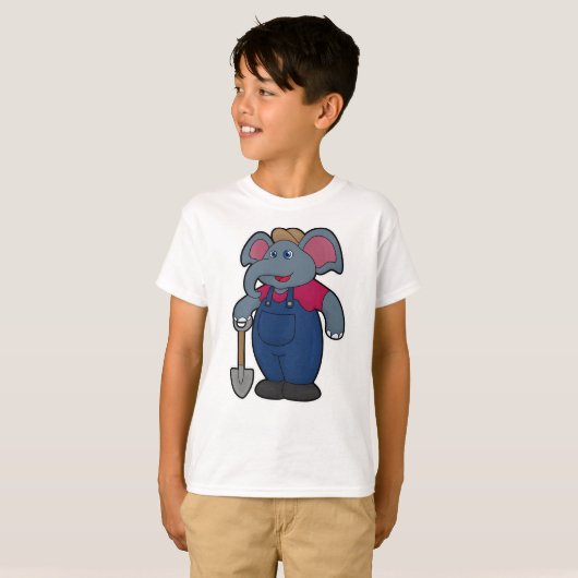 Elefant als Bauer mit Shovel T-Shirt (Vorne ganz)